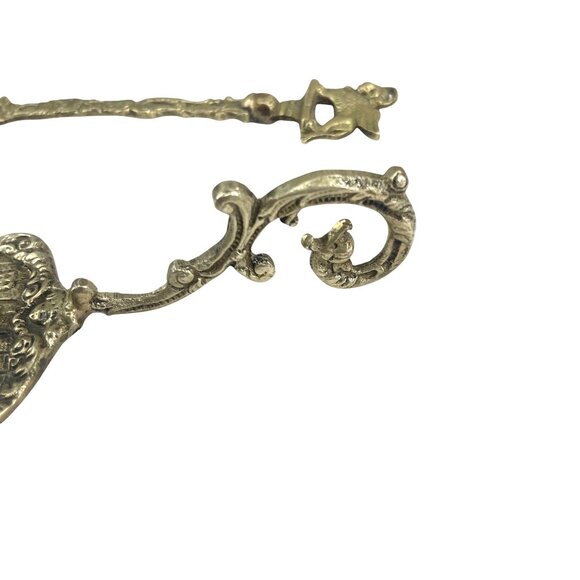 Vintage Ornate Brass Cake Server & Fork Set With Intricate Dutch Village Scene D - Picture 6 of 10